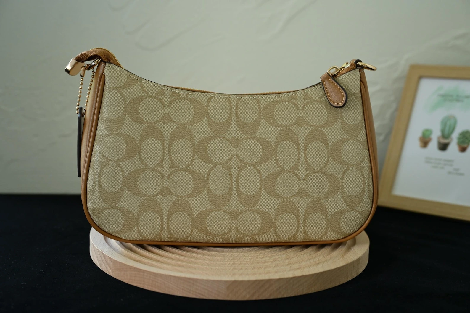 Coach Teri Beige Shoulder Bag, Jacquard Crossbody Purse, Luxury Designer Handbag - Image 3