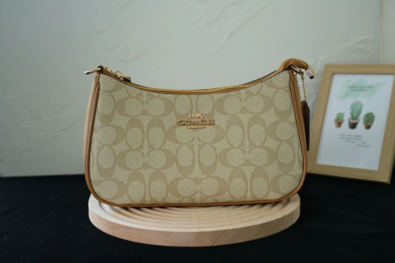 Coach Teri Beige Shoulder Bag, Jacquard Crossbody Purse, Luxury Designer Handbag - Image 2