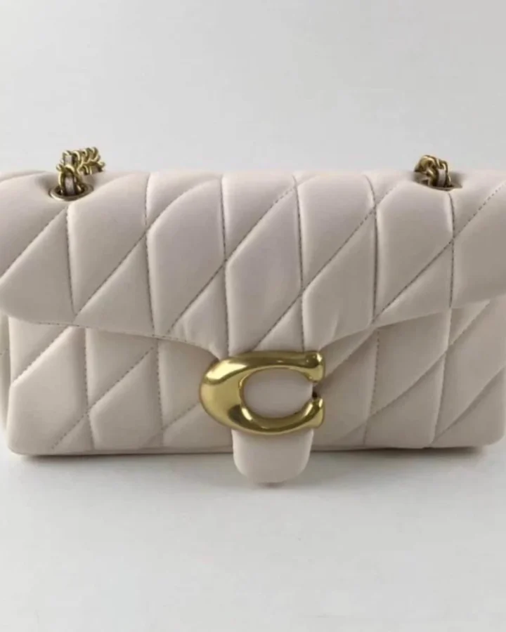Coach Tabby Quilted Shoulder Bag – white with Brass Hardware