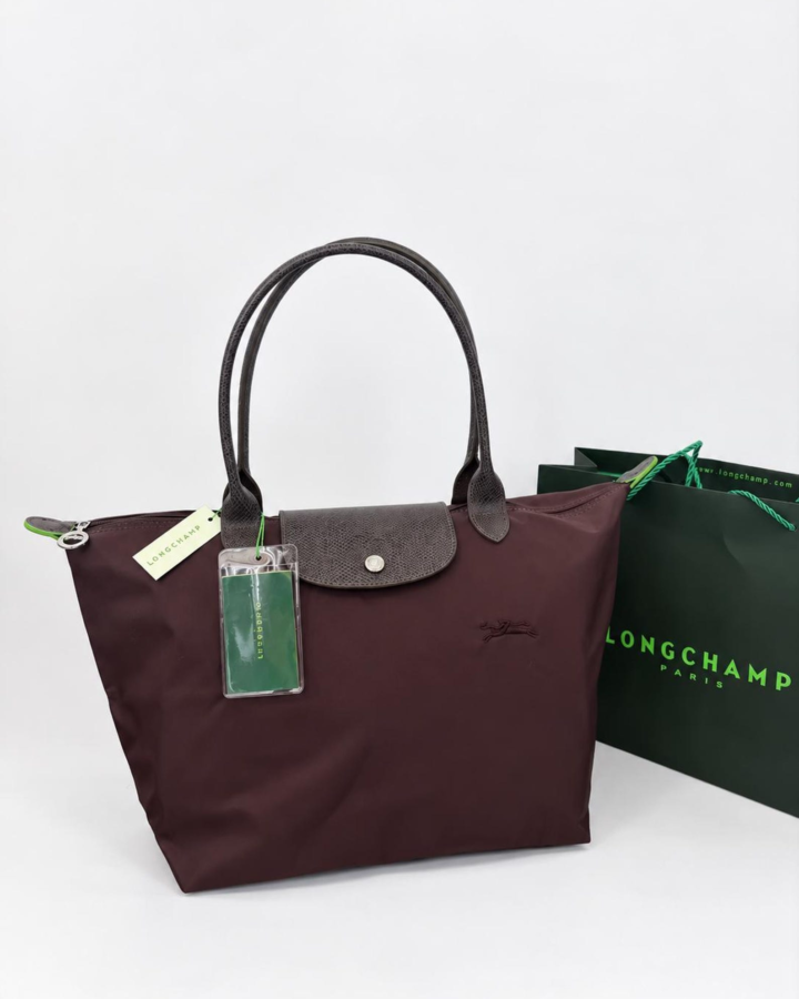 Longchamp Mocha Le Pliage Large Tote Bag Brown Shoulder Carryall Shopping Work Bag